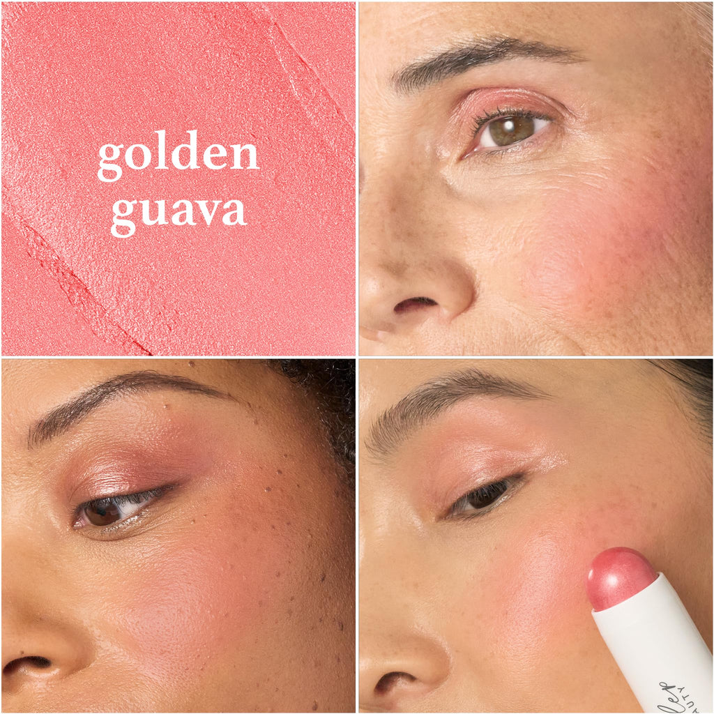 Julep Skip The Brush Cream to Powder Blush Stick - Golden Guava - 2-in-1 Cream Blush and Lip Color Stick - Blendable, Buildable Cheek Formula, No Brush Required, Cruelty-Free, For All Skin Types