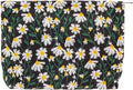 Flat Makeup Bag for Women,Zipper Cosmetic Pouch for Purse,Daisy Black