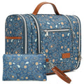 Perlvin Alinne Hanging Toiletry Bag for Women, Travel Makeup with Metal Swivel Hook, Organizer for Full Sized Cosmetics and Toiletries,Water-Resistant Nylon,Paisley Floral