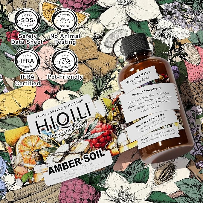 HIQILI Amber Soil Fragrance Oil for Diffuser & Perfume Making