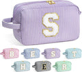 YOOLIFE Birthday Gifts for 6 7 8 9 10 11 12 13 14 15 Year Old Teen Girl - Initial Makeup Bag Letter Toiletry Pouch Cosmetic Case, Personalized Teen Girl Gifts Trendy Stuff Party Favor, Purple S