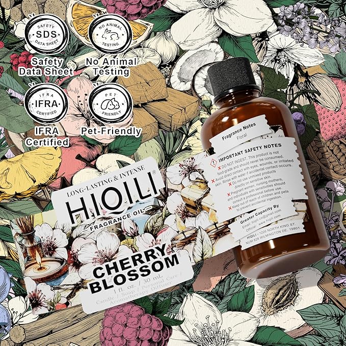 HIQILI Cherry Blossom Fragrance Oil, Floral Perfume Oil - 1 Fl Oz