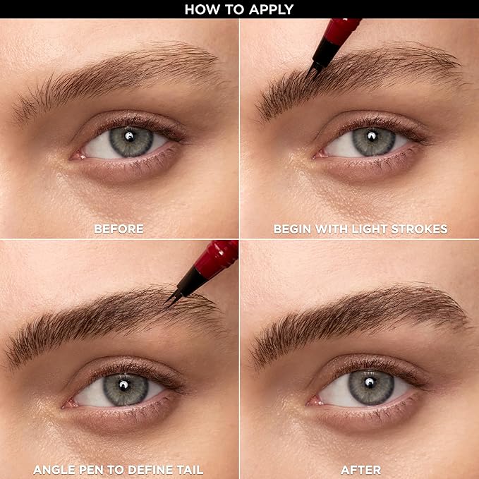 L'Oreal Paris Faux Brow, Hair-Like, Filling Eyebrow Pen with Double-Brush Tip, Fast & Precise Eyebrow Makeup, Blonde, 0.04 Fl Oz
