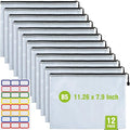 12PCS Mesh Zipper Pouch Bags: B5 Clear Zipper Pouches for Classroom, Black