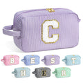 YOOLIFE Birthday Gifts for 6 7 8 9 10 11 12 13 14 15 Year Old Teen Girl - Initial Makeup Bag Letter Toiletry Pouch Cosmetic Case, Personalized Teen Girl Gifts Trendy Stuff, Purple C