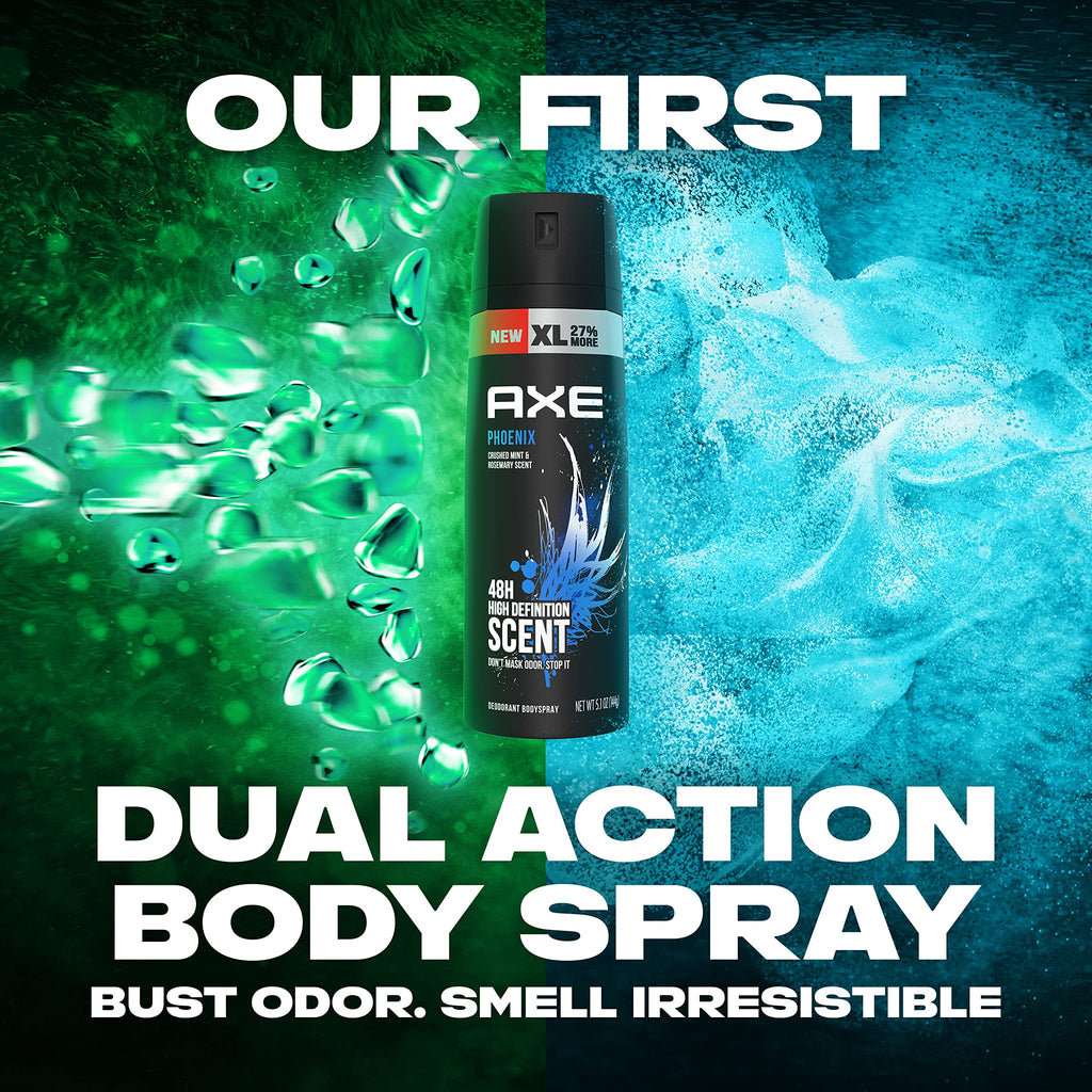 AXE Body Spray Deodorant For Long Lasting Odor Protection, Phoenix Deodorant For Men Formulated Without Aluminum 4oz 4 Count