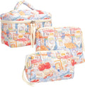 3 Piece Quilted Makeup Bag Set for Women,Cosmetic&Toiletry Bag,Little Bunny