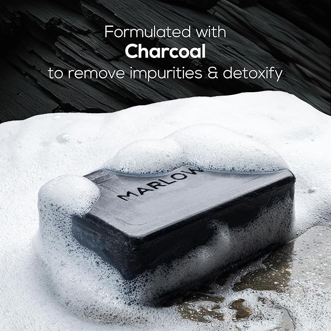 MARLOWE. Charcoal Soap, Cleansing Body Bar Soap for Men, 7 oz(12 Bars)