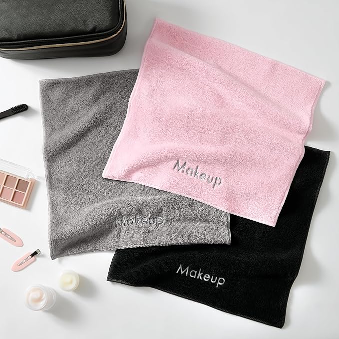 Arkwright Makeup Remover Cloths 6 Pack - Microfiber Coral Fleece Face Towels, Ultra Soft Reusable Washcloths, Gentle Facial Cleansing for Waterproof Makeup, 13 x 13, Pink