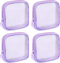 Sinzip 4 Pieces Mini Zipper Nylon Mesh Pouch, Mesh Cosmetic Bags Makeup Bags, Multipurpose Travel Toiletry Bags for Office Supplies and Travel Accessories (Purple, S)