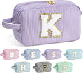 YOOLIFE Gifts for Women Teen Girls Kids - Initial Makeup Bag Cosmetic Case Toiletry Pouch, Birthday Gifts for Women Friends Sister Teacher, Purple K