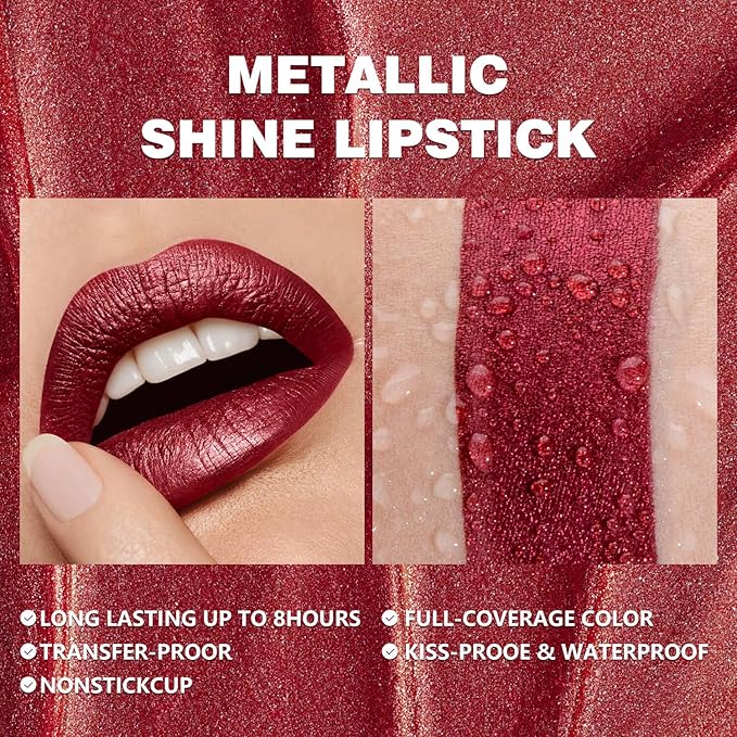 ilembane Burgundy Metallic Liquid Lipstick, Long Lasting - Be Brave