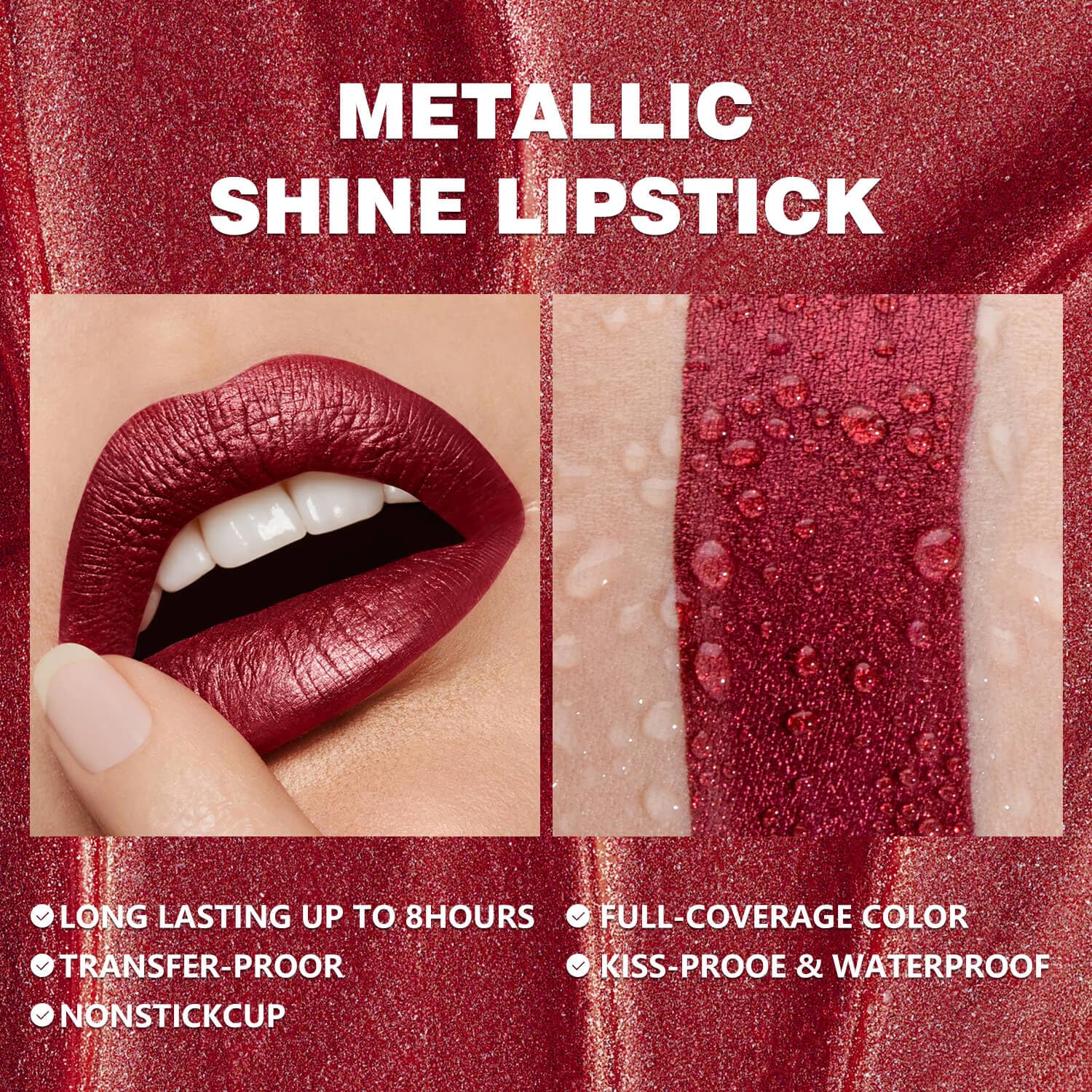 ilembane Burgundy Metallic Liquid Lipstick, Long Lasting - Be Brave