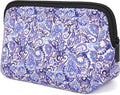 AJLTPA Waterproof Neoprene Cosmetic Bag, Blue Floral Paisley