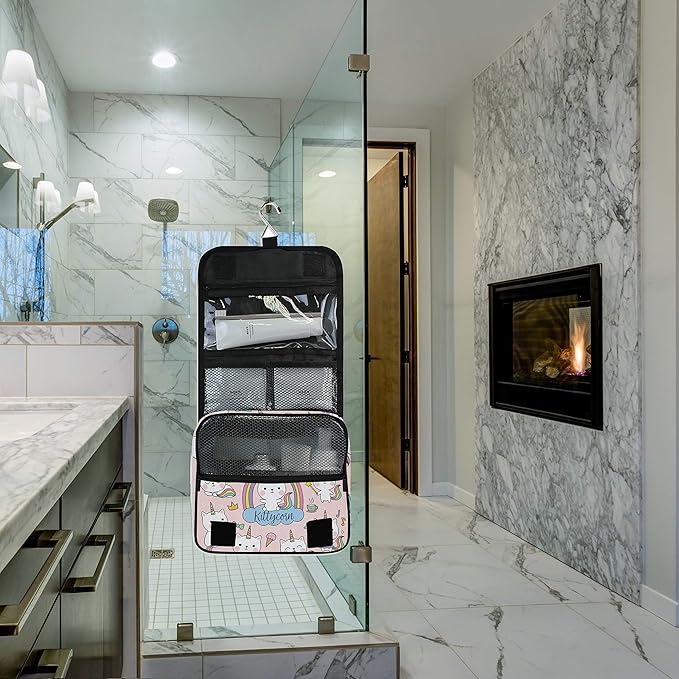 senya Hanging Travel Toiletry Bag Kit Makeup Case Cosmetics Organizer for Men Women unicorn cat