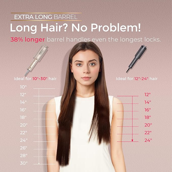 TYMO CurlPro Plus Automatic Rotating Curling Iron - Upgraded Long Barrel Curling Wand for Long Hair, Ceramic Hair Curler for Women, Anti-Scald, Tangle-Free, 600M Ionic, Dual Voltage, Gold, 1 1/4 Inch