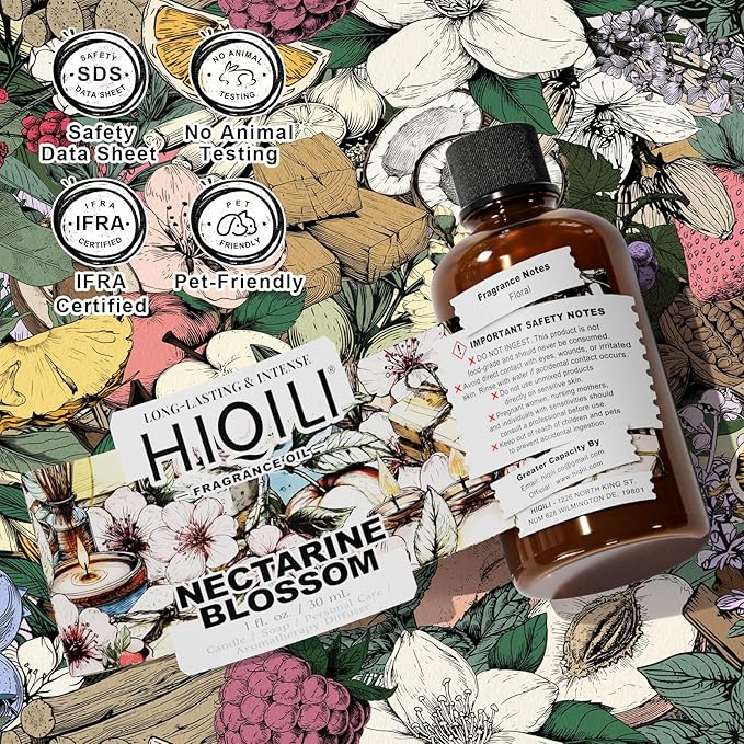HIQILI Nectarine Blossom Fragrance Oil for Perfume, Candle & Soap Making