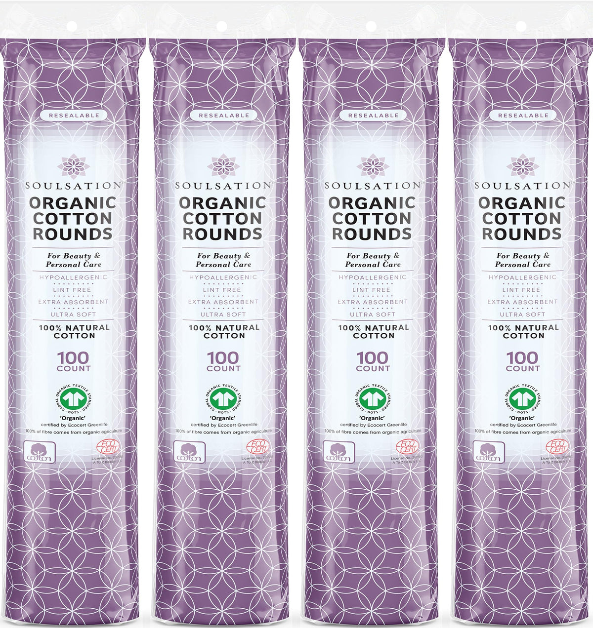 SoulSation Organic Cotton Rounds, 100% Pure Makeup Remover Face Pads,1200ct