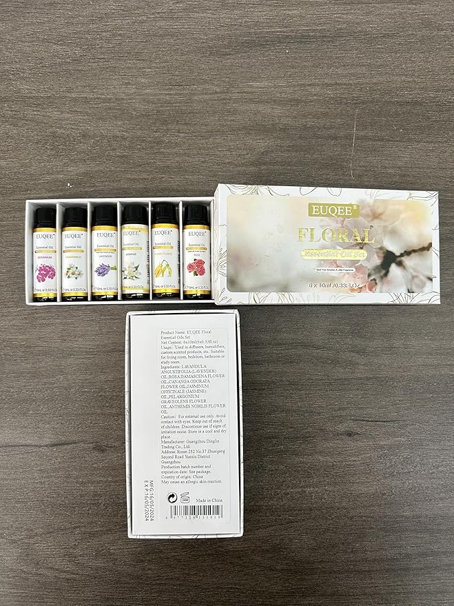 EUQEE 6 Pcs Pure Essential Oils Set, Floral Scent Kit for Diffuser