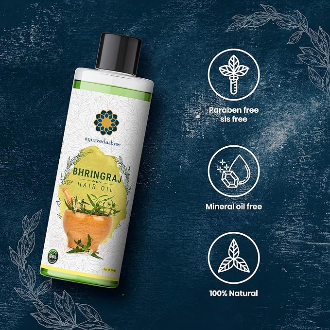 AYURVEDASHREE Hair Oil 6.76 fl oz., with Bhringraj, Amla Extract, Kalonji, Seasme, Avacado, Walnut, Thyme, Jajoba, Grape Seed & Coconut Oil 200 ml