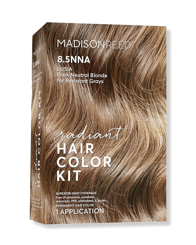 Madison Reed Radiant Hair Color Kit - 8.5NNA Dark Neutral Blonde (Lusia Blonde), Permanent Hair Dye for Resistant Grays, 100% Gray Coverage | PPD-Free & Ammonia-Free, 1 Pack