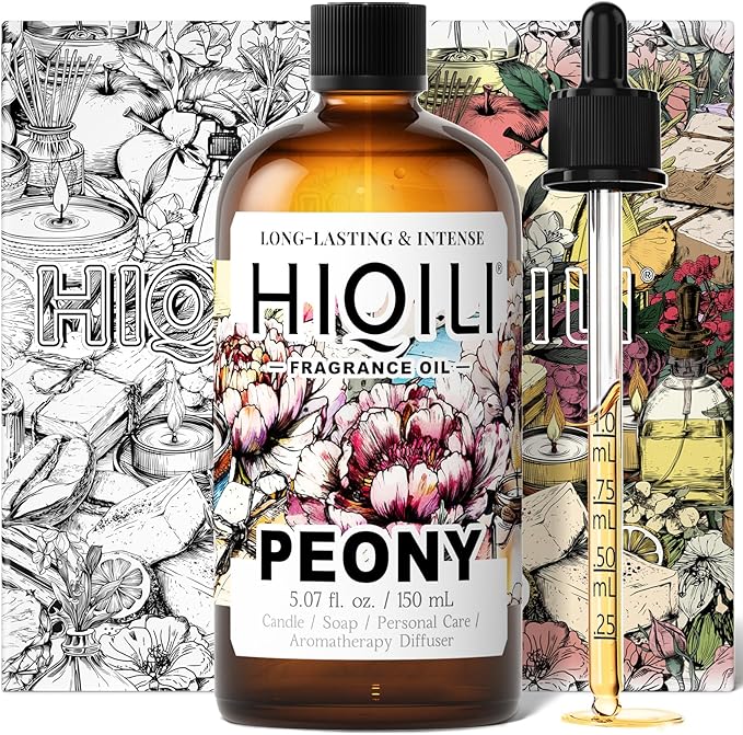 HIQILI Peony Fragrance Oil for Diffuser, Candle & Soap Making - 5.07 Fl Oz