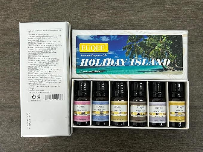 EUQEE Summer Holiday Island Fragrance Oil Gift Set of 6 for Humidifier