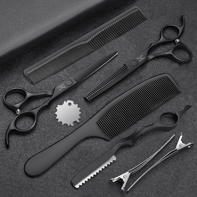 JASON Hair Cutting Scissors Set - Professional 10 PCS Haircut Shears Kit 6"