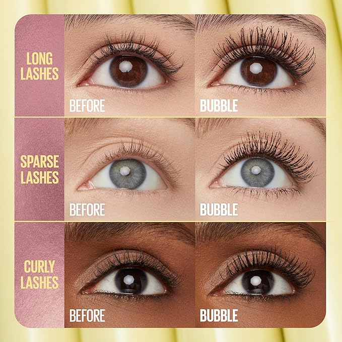 Maybelline The Colossal Bubble Waterproof Mascara, Buildable Mascara Volume and Length Formula for Bold, Separated Lashes, Very Black, 1 Count