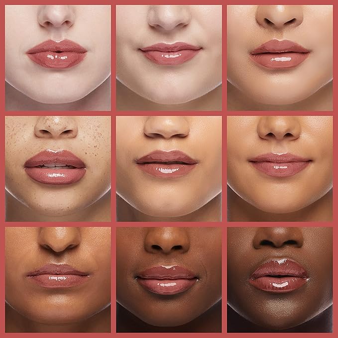 GECOMO Hydrating Lip Glow Oil, Lip Oil Gloss Transparent Toot Tinted Nourishing Long Lasting Repairing Lightening Lip Lines (ROSEWOOD) 0.2 OZ