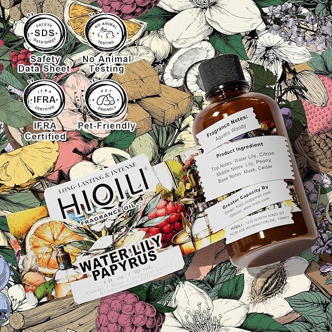 HIQILI Water Lily Papyrus Fragrance Oil for Soap, Candle & Perfume