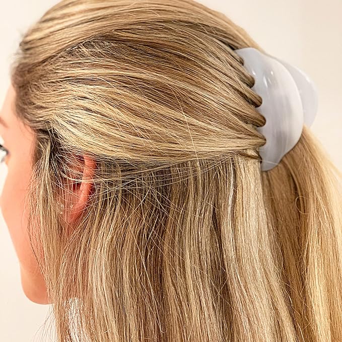 Camila Paris CP2555 French Hair Clips for Women, 3.75" White Large Claw Clip Strong Hold All Day, Girl Large Claw Clips for Thick Hair, No Damage No Slip Flat Clip for Women. Made in France