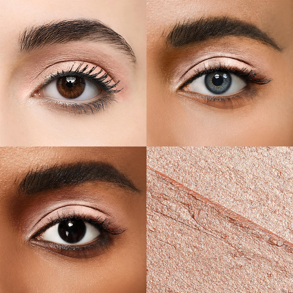 Color Mirror longwear cream eye shadow sticks(02 Rose Gold Shimmer),Smudge-Proof,Waterproof Eyeshadow,Silky Formula Glitter With Makeup Brush,Rose Gold Sheer Shimmer