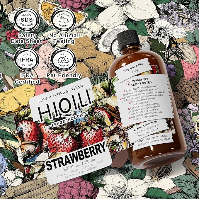HIQILI Strawberry Fragrance Oil, DIY Fruity Scent Perfume - 5.07 Fl Oz