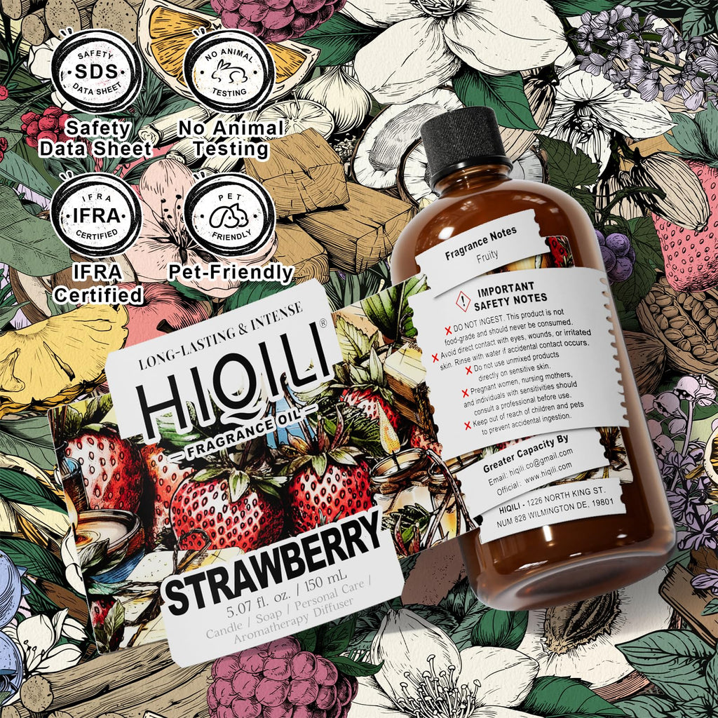 HIQILI Strawberry Fragrance Oil, DIY Fruity Scent Perfume - 5.07 Fl Oz