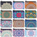 Hillban 36 Pcs Mandala Makeup Bags Bohemian Cosmetic Bags for Women Mandala Flowers Travel Toiletry Pouch with Zipper Portable Organizer Pouch for Cosmetics Makeup Brushes, 12 Styles