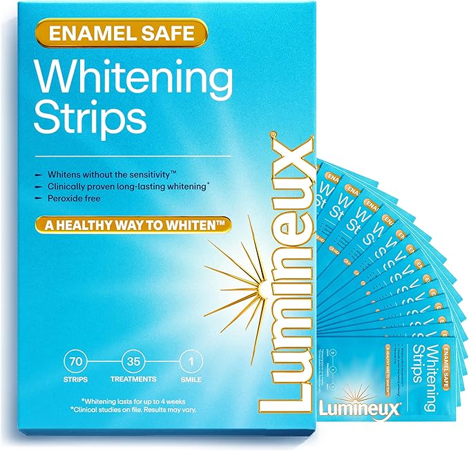Lumineux Teeth Whitening Strips, Peroxide Free, 35 Treatments (6 Months)