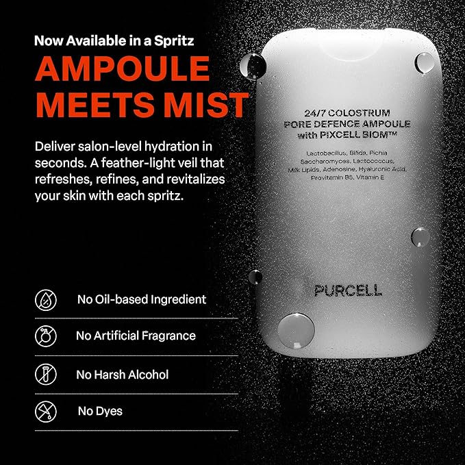 PURCELL 24/7 Colostrum Ampoule Mist Spray, White, 2-Pack, 1.85 fl oz/55 ml