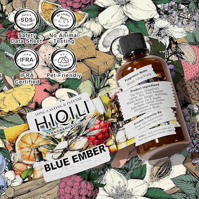 HIQILI Blue Ember Fragrance Oil for Candle Making - 1 Fl Oz