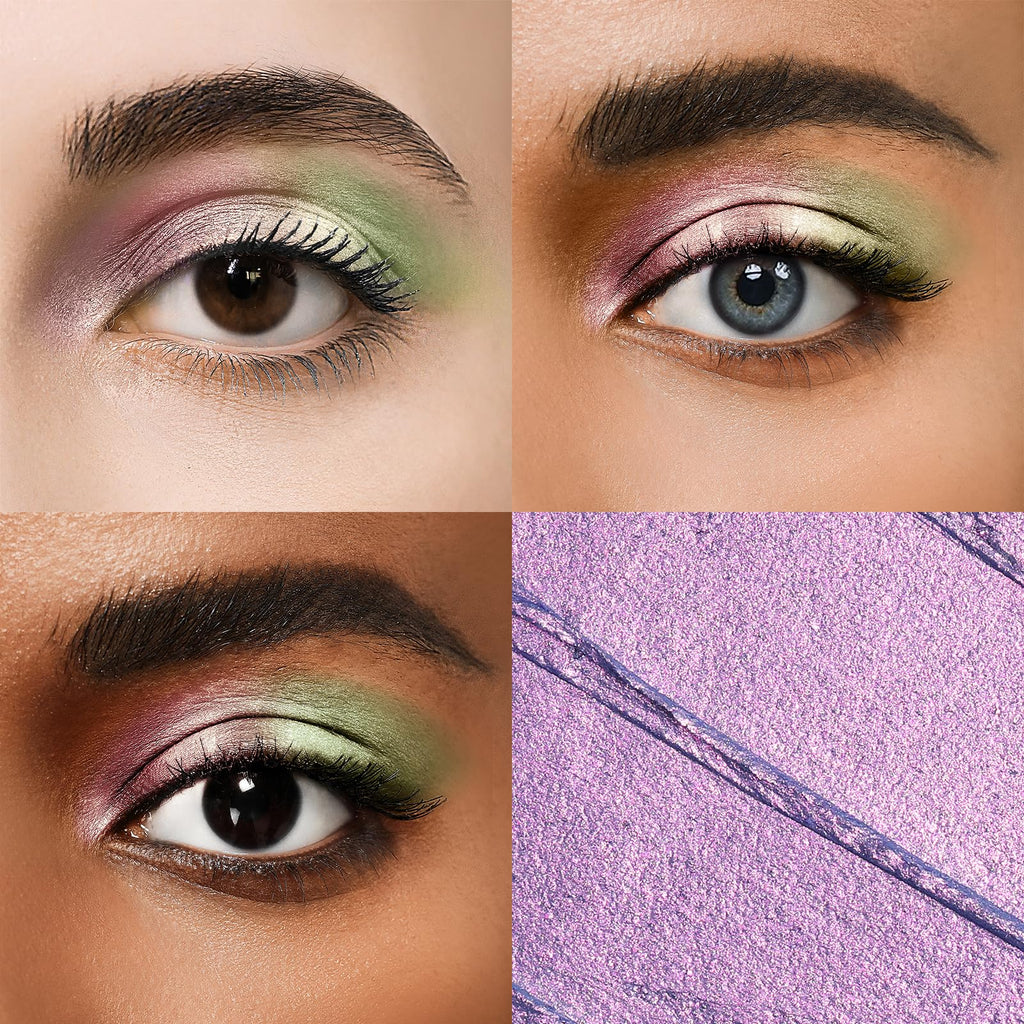 Color Mirror Longwear Cream Eye Shadow Sticks(48 Violet Metallic), Smudge-Proof, Waterproof Eyeshadow,Silky Formula Glitter With Makeup Brush,Light Purple Eyeshadow Stick