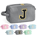 YOOLIFE Initial Makeup Bag for Women - Monogram Cute Makeup Bags Cosmetic Case Toiletry Pouch for Women Her Best Friend Sister Teacher, Personalized Birthday Gifts for Women, Black J