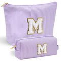 YOOLIFE Purple Cute Travel Makeup Bag - Preppy Makeup Bag Sweet 16 Gifts Sister Girlfriend Gifts Monogram Makeup Bag Make Up Bag Large Cosmetic Bags for Women Friend Birthday Gifts Preppy Stuff M
