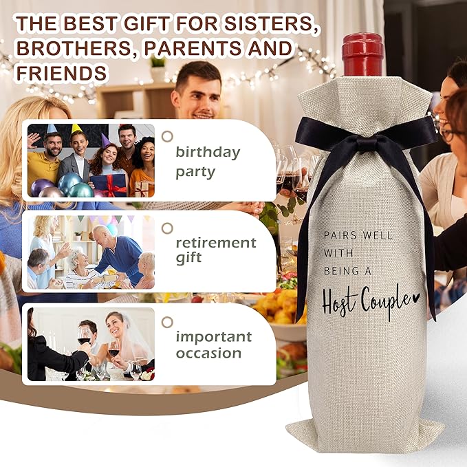 RYIGYWE Black Bow Ribbon Ideas Engagement Gift Wine Bag - 1 PCS Godparents Proposal for Bridesmaids Bride Groom Couples Her Him Officiant Gift for Getting Married Engagement Bridal Shower - A58