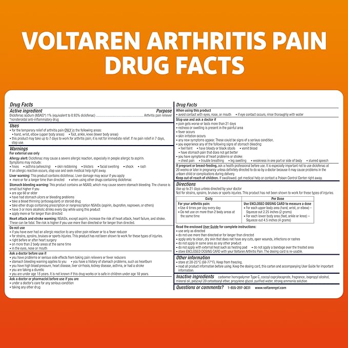 Voltaren Arthritis Pain Gel, Diclofenac Pain Relief Cream, 100 g, 2 Pack