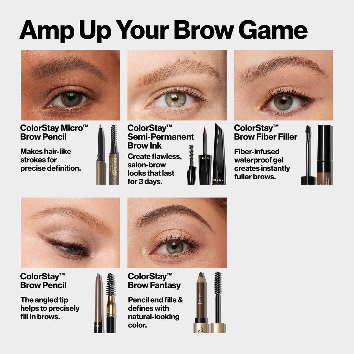 Revlon ColorStay Micro Brow Pencil, 454 Medium Brown, 0.003 oz