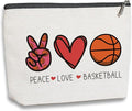 kdxpbpz Basketball Gifts for Women Coach Birthday Christmas Gift for Basketball Fans Friends Players Team Gifts Peace Love Makeup Bag