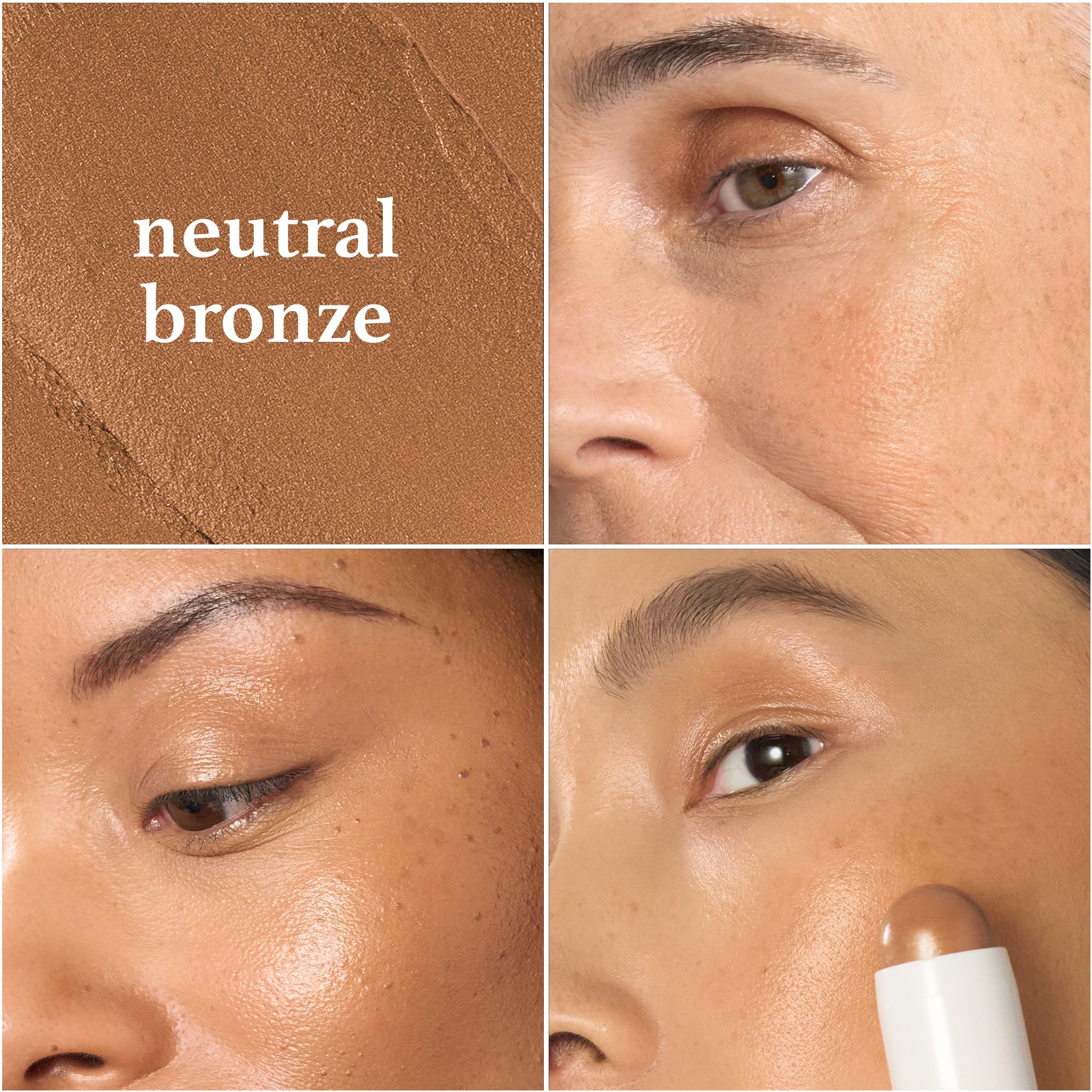 Skip The Brush Cream to Powder Bronzer Stick - Neutral Bronze - 2-in-1 Cream Bronzer and Contour Stick for the Face - Blendable, Buildable, No Brush Needed - Cruelty-Free, Dewy, All Skin Types