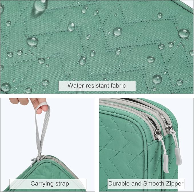 FYY Electronic Organizer, Travel Tech Pouch Bag, Large, Green Quilted