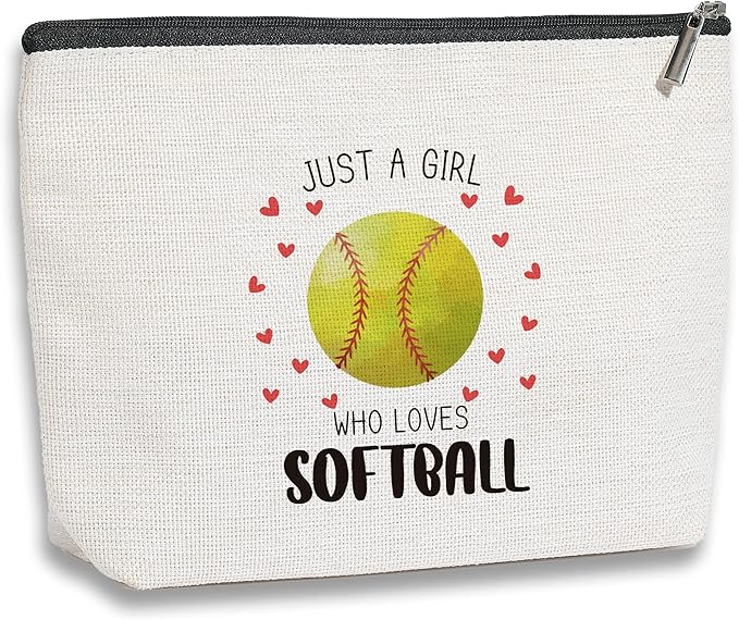 kdxpbpz Softball Gifts Makeup Bag Inspirational Gifts for Women Her Softball Lovers Mom Sister Birthday Gifts for Female Coworker Friend BFF Besties