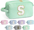 YOOLIFE Personalized Birthday Gift for Women - Monogram Initial Makeup Cosmetic Bag for 20th 30th 40th 50th 60th Birthdays